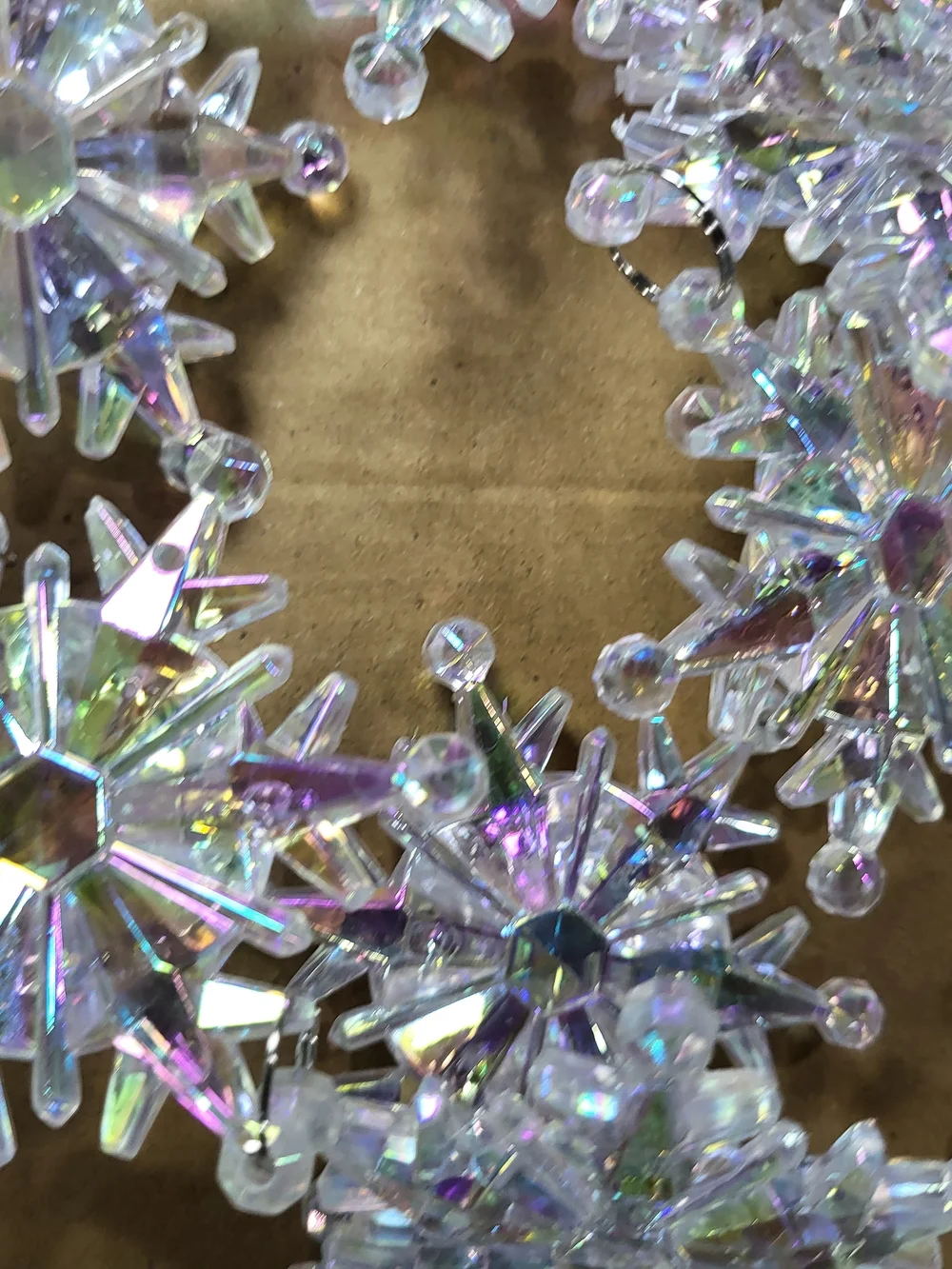 Ashland Iridescent Snowflake Garland - Clear with Rainbow Hues